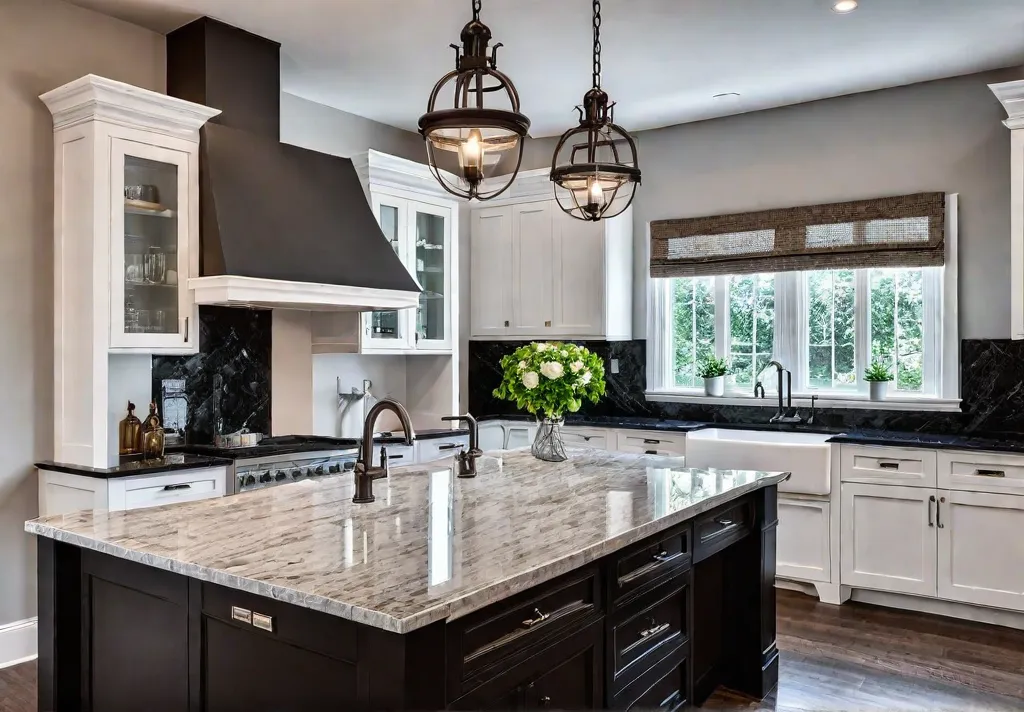 A spacious traditional kitchen bathed in natural light showcasing white shaker cabinetsfeat