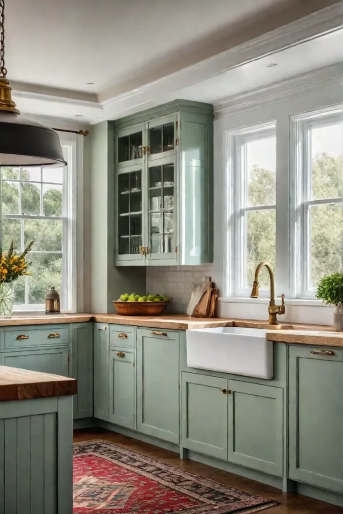 Budgetfriendly traditional kitchen with refaced cabinets and vintage lighting