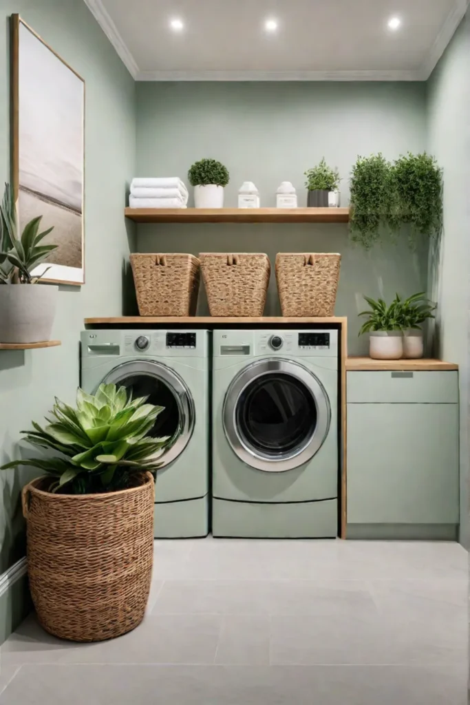 Calming laundry room with natural elements
