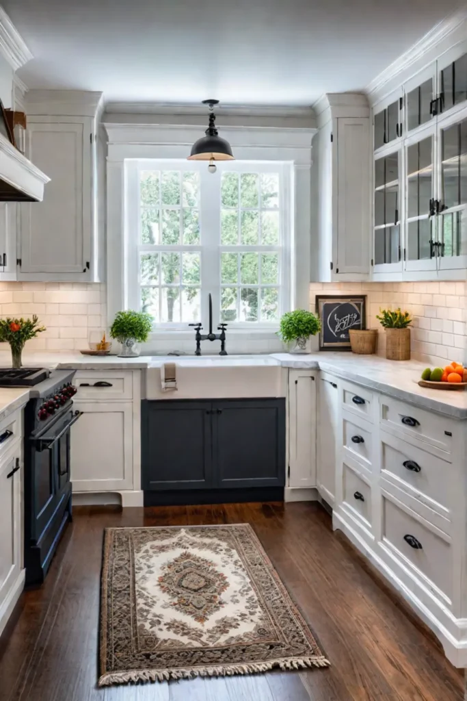 Colonial Revival kitchen with modern updates and traditional elements