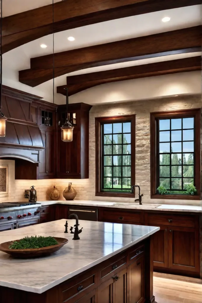 Craftsman kitchen with exposed beams