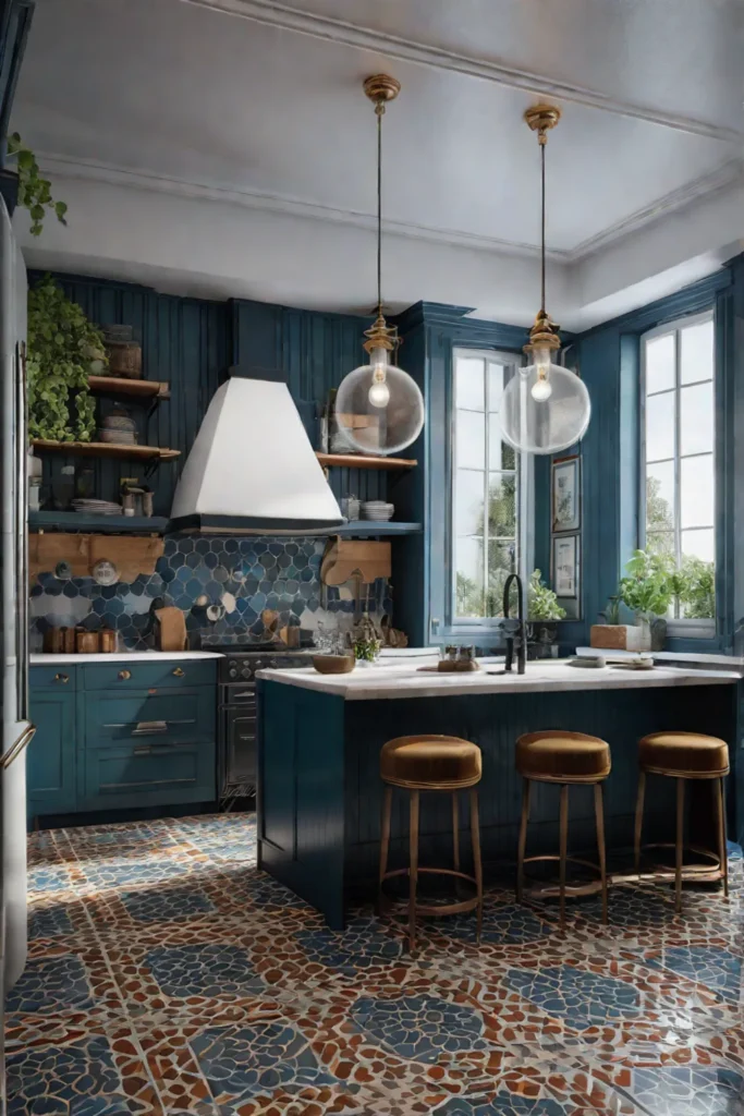 Eclectic kitchen with a mix of vintage and modern elements