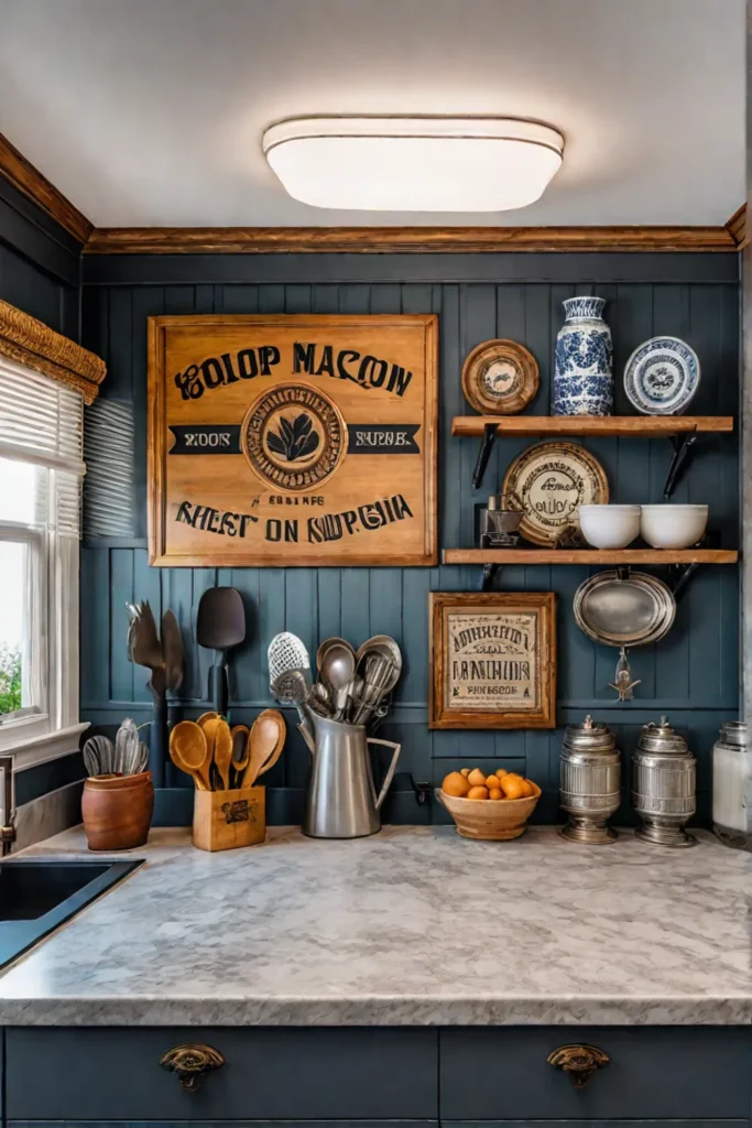 Eclectic traditional kitchen with mixed cabinets and countertops