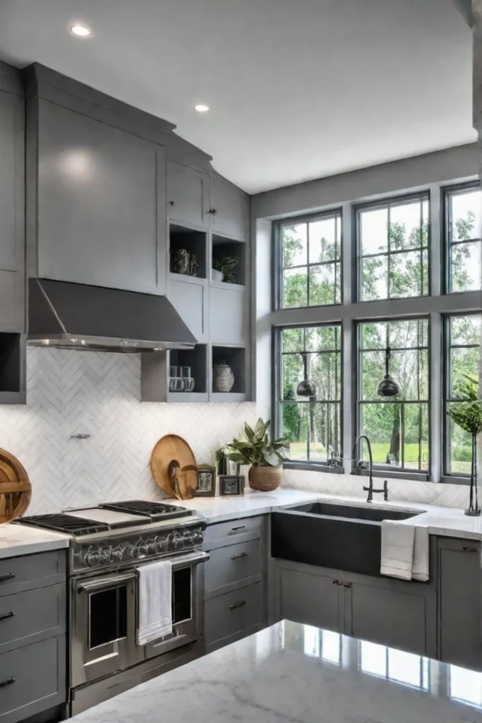Gray cabinets in a modern traditional kitchen