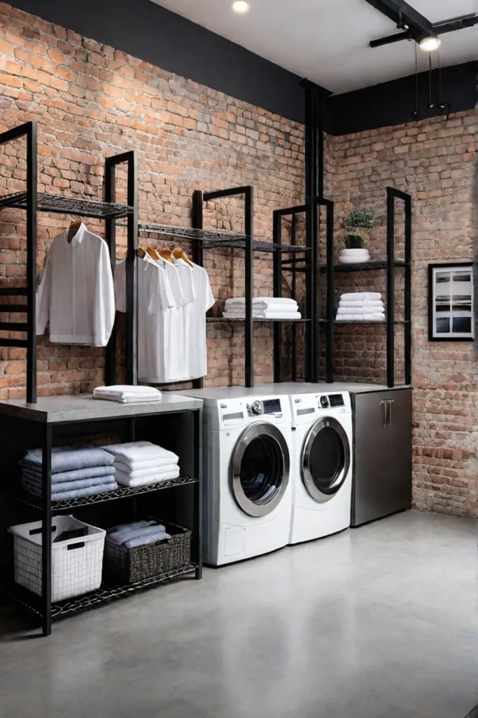 Industrial laundry room with practical storage