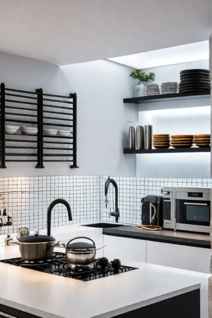 Kitchen corner with decorative plate rack