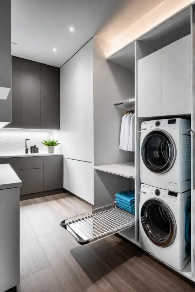 Modern laundry room with hidden storage solutions