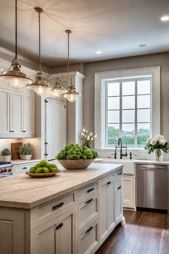 Neutral color palette in a traditional kitchen design