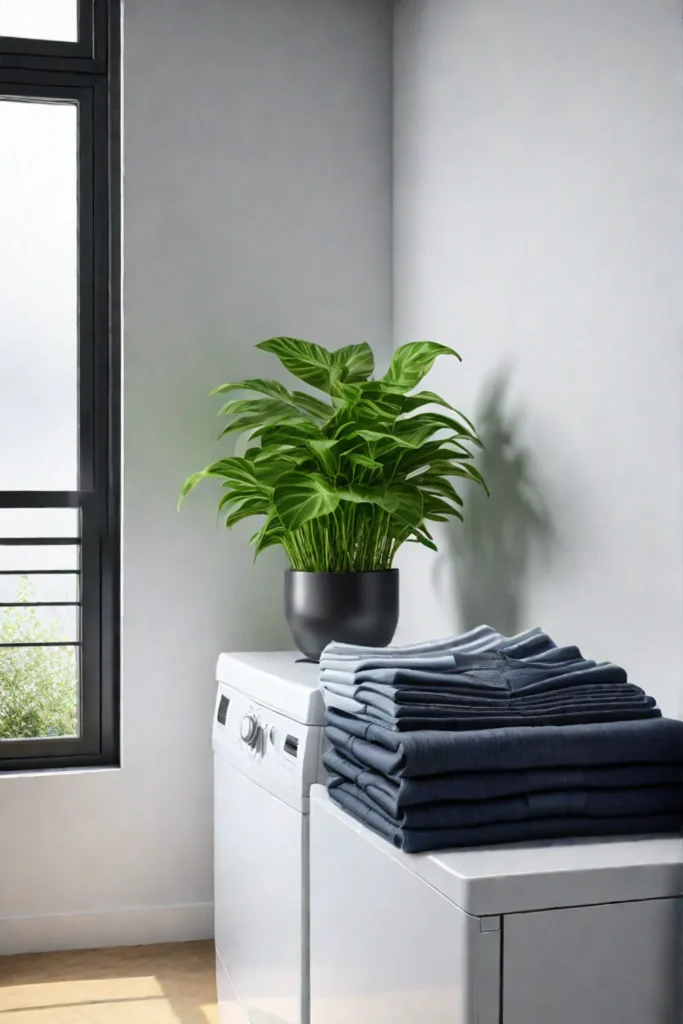 Potted plant adding a touch of nature to a laundry room countertop