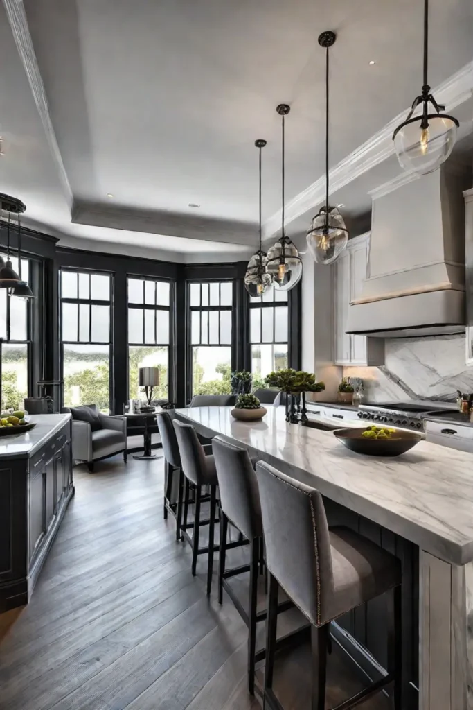 Traditional kitchen with a large island featuring a versatile countertop