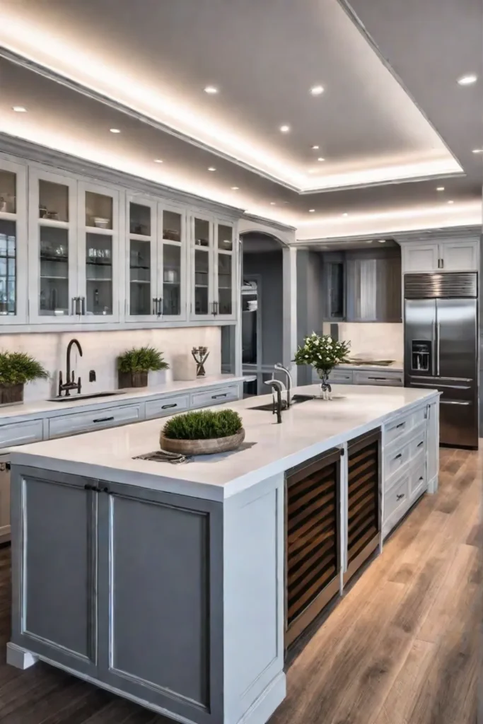 Traditional and contemporary elements in a kitchen living space