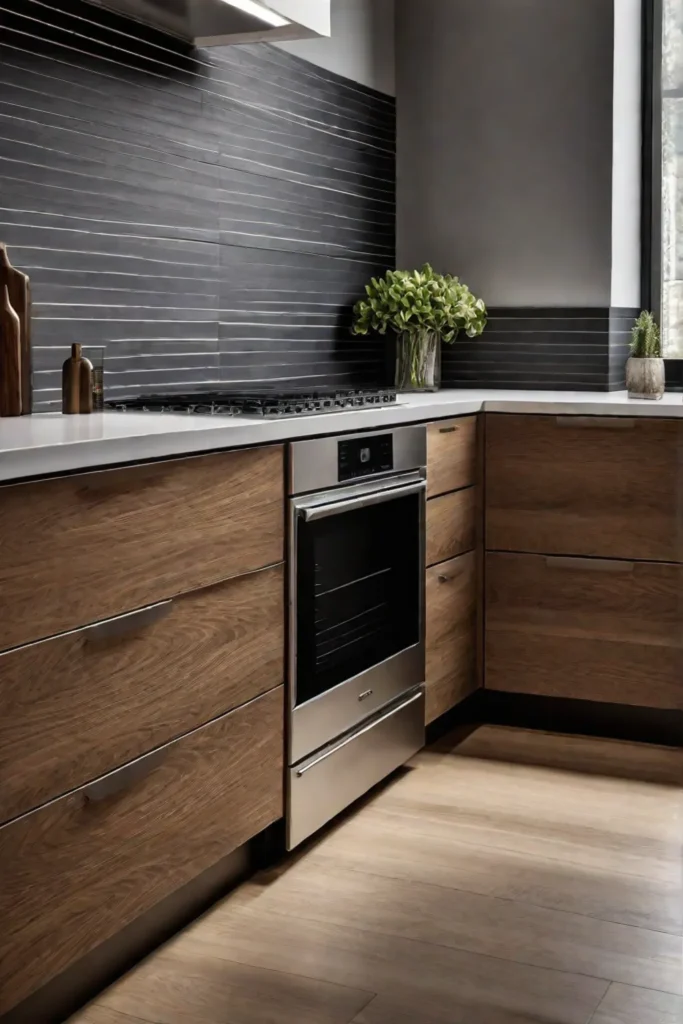 Updating traditional oak cabinets with modern stainless steel hardware