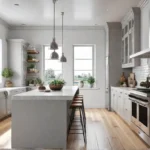 A bright and airy kitchen featuring a classic subway tile backsplash infeat