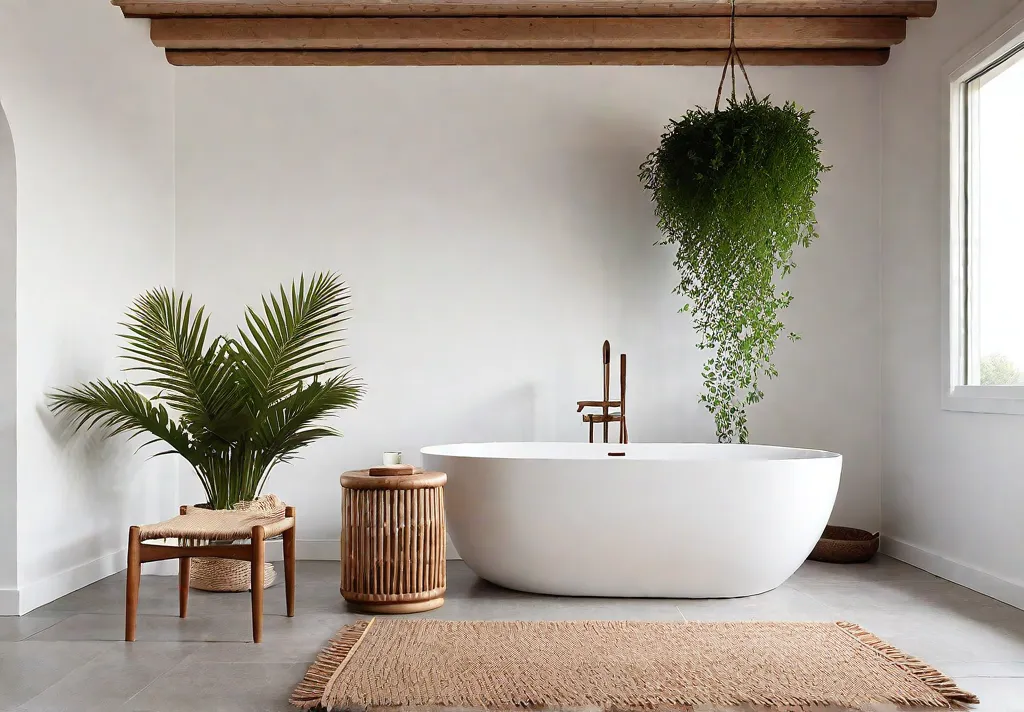 A serene Scandinavian bathroom bathed in natural light with white walls afeat