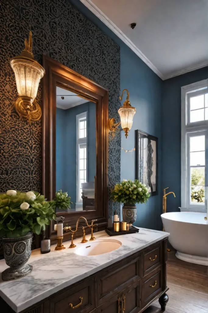 Bathroom vanity lighting with a nostalgic and warm ambiance
