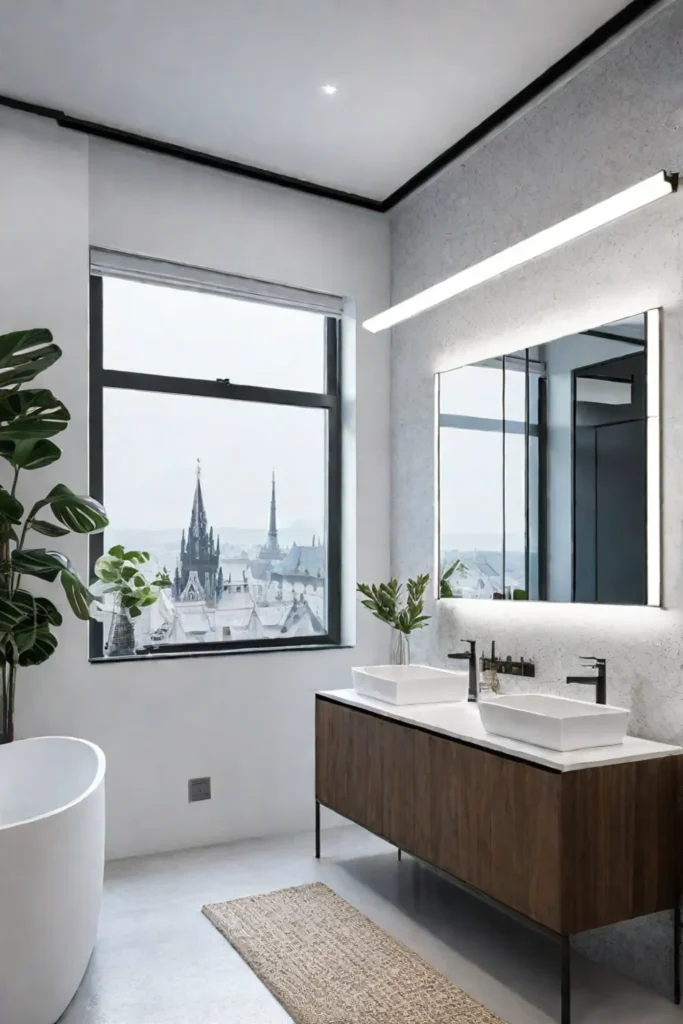 Bathroom vanity with adjustable spotlights for focused illumination