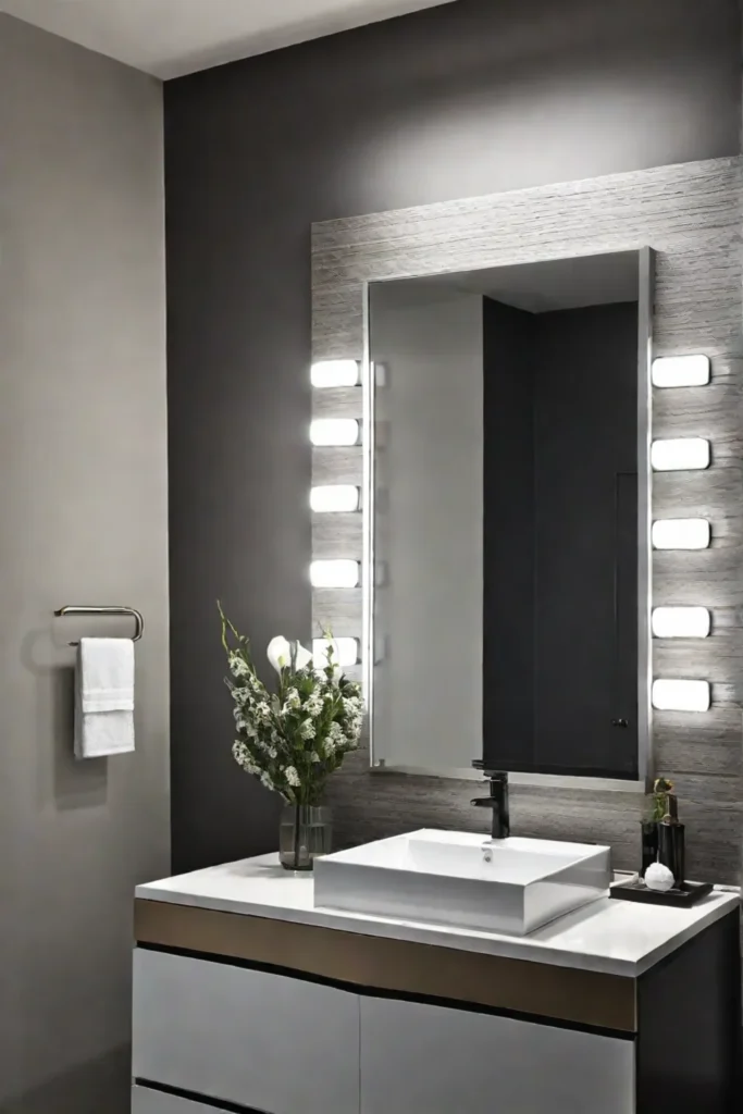 Bathroom vanity with layered lighting