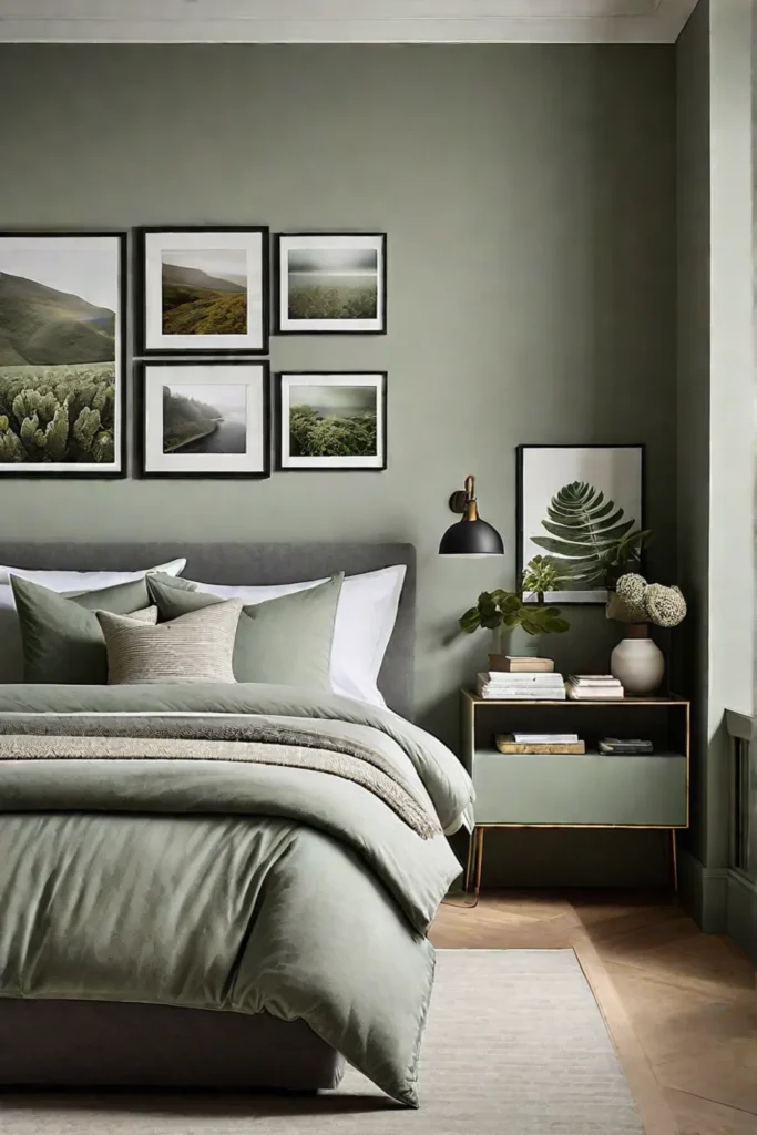 Bedroom with calming artwork and a connection to nature