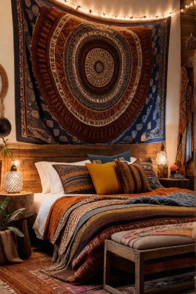 Bohemian bedroom with eclectic decor