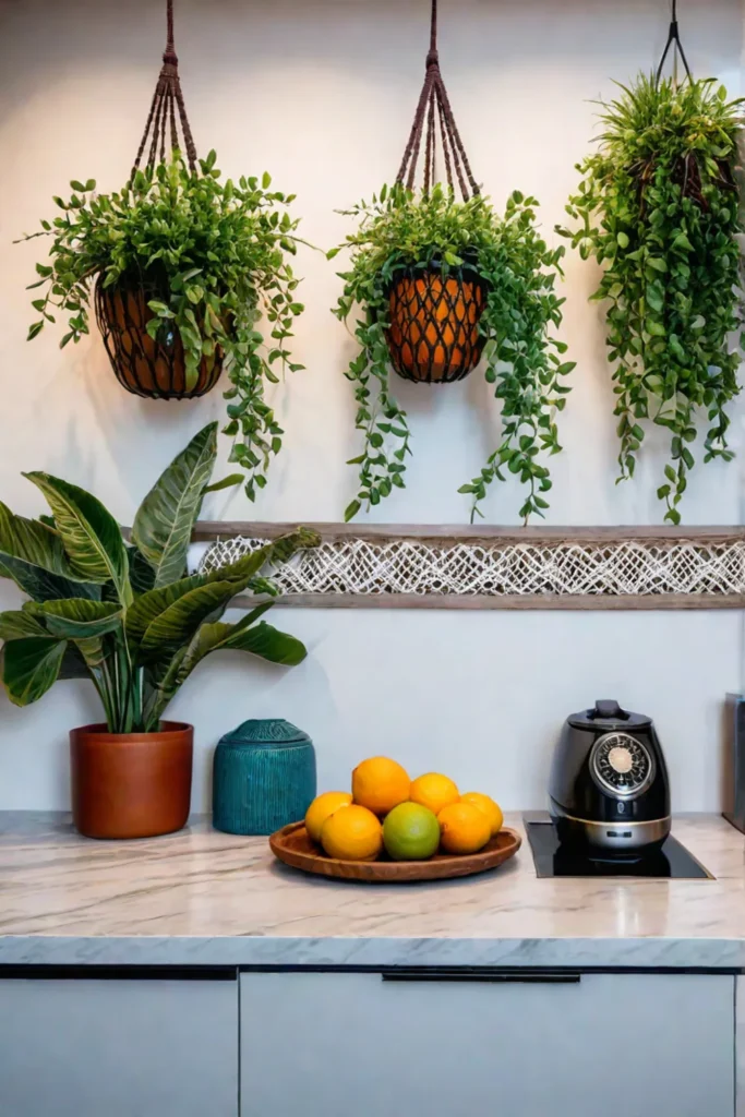 Bohemian kitchen decor with a citrus centerpiece