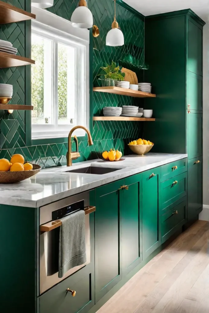 Bold color scheme in a small kitchen
