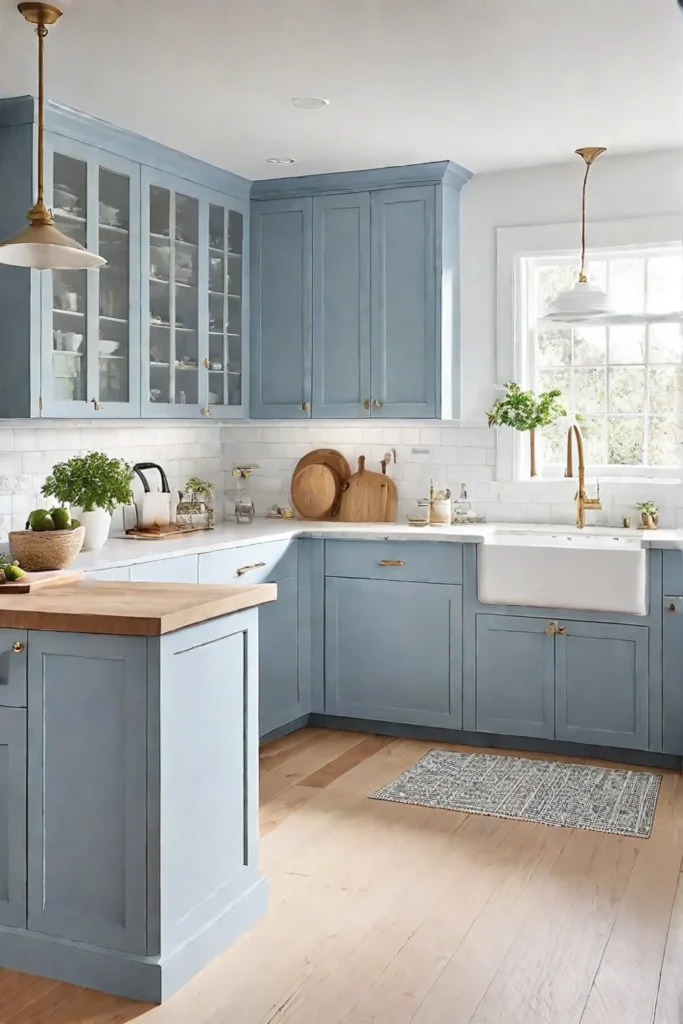 Calming kitchen design with soft blue hues