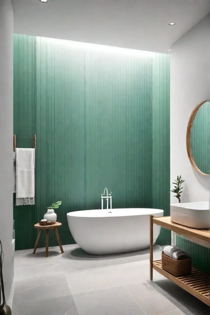 Coastal bathroom with green and white accents