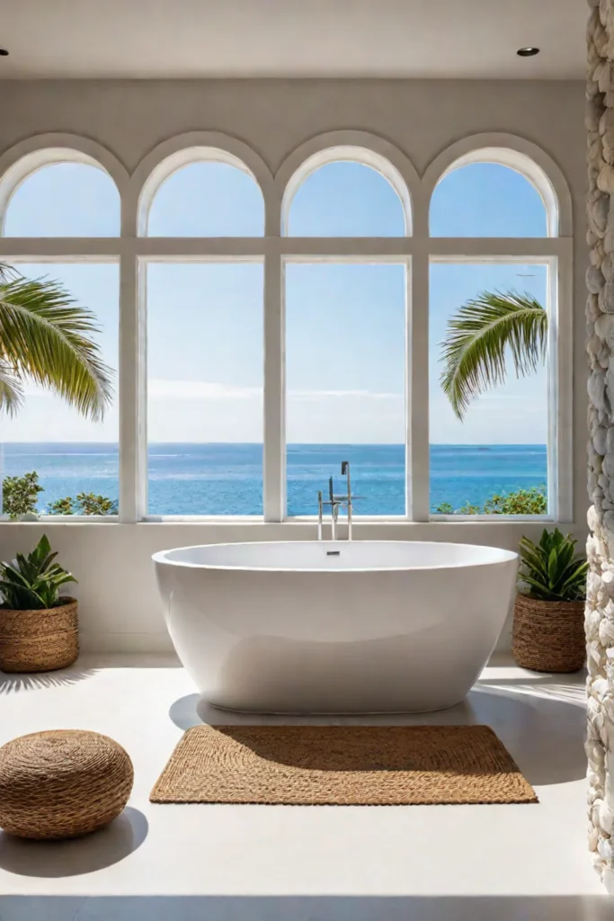 Coastal bathroom with ocean view