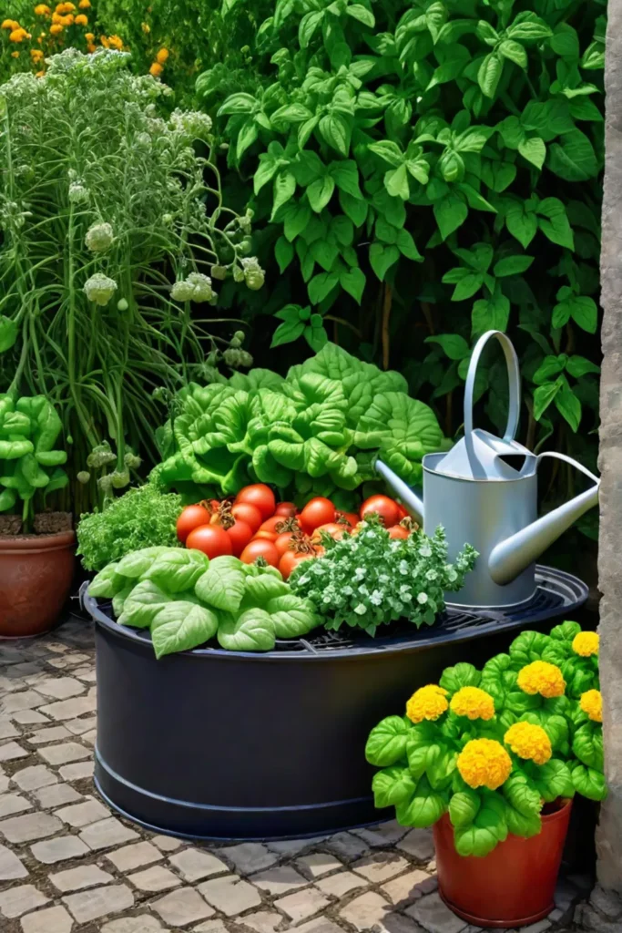 Companion planting in a sustainable kitchen garden