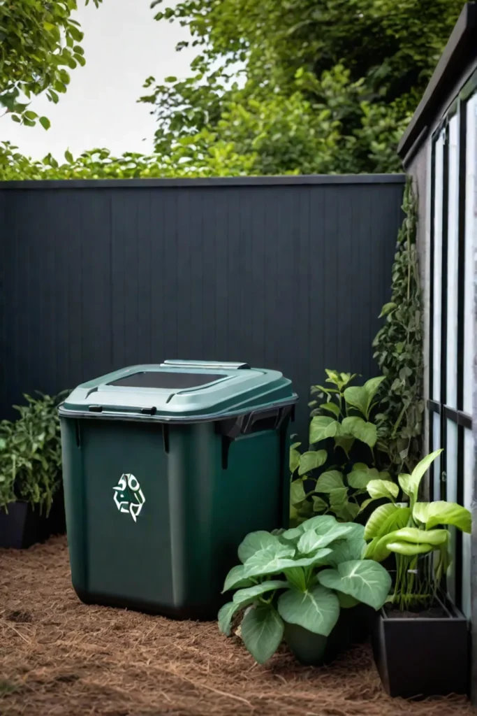 Composting in a sustainable backyard kitchen garden