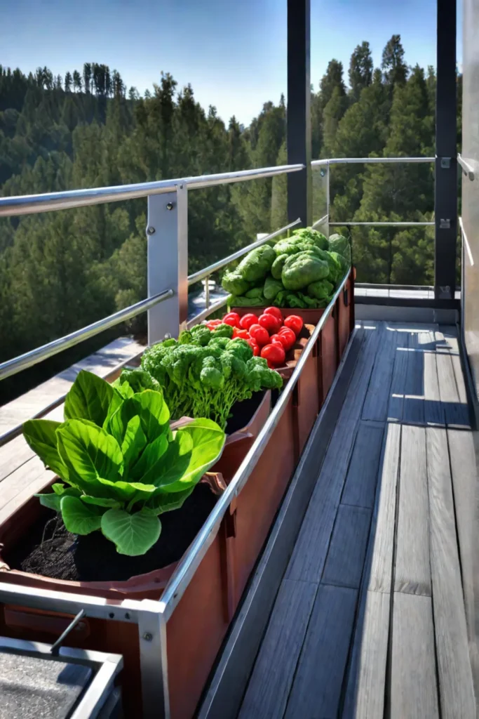 Container garden on a balcony showcasing flexibility and mobility