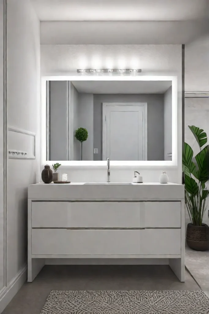 Contemporary bathroom vanity with bright LED lights