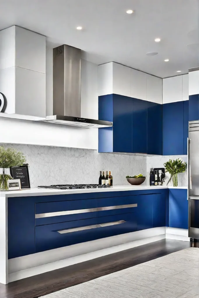 Contemporary kitchen with contrasting cabinet colors