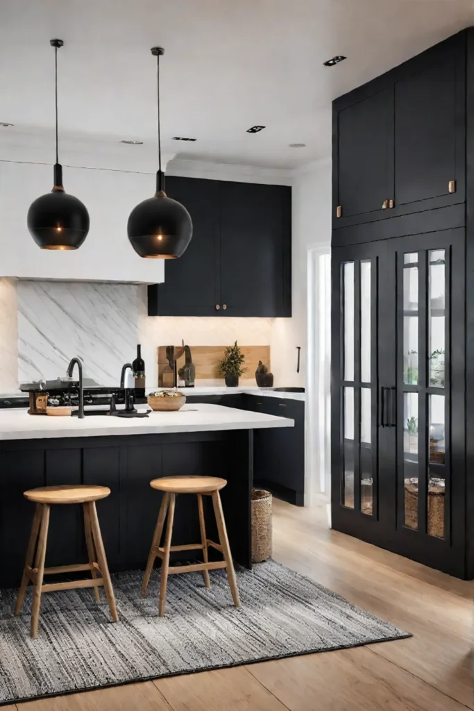 Contrast of black and white in a modern kitchen design