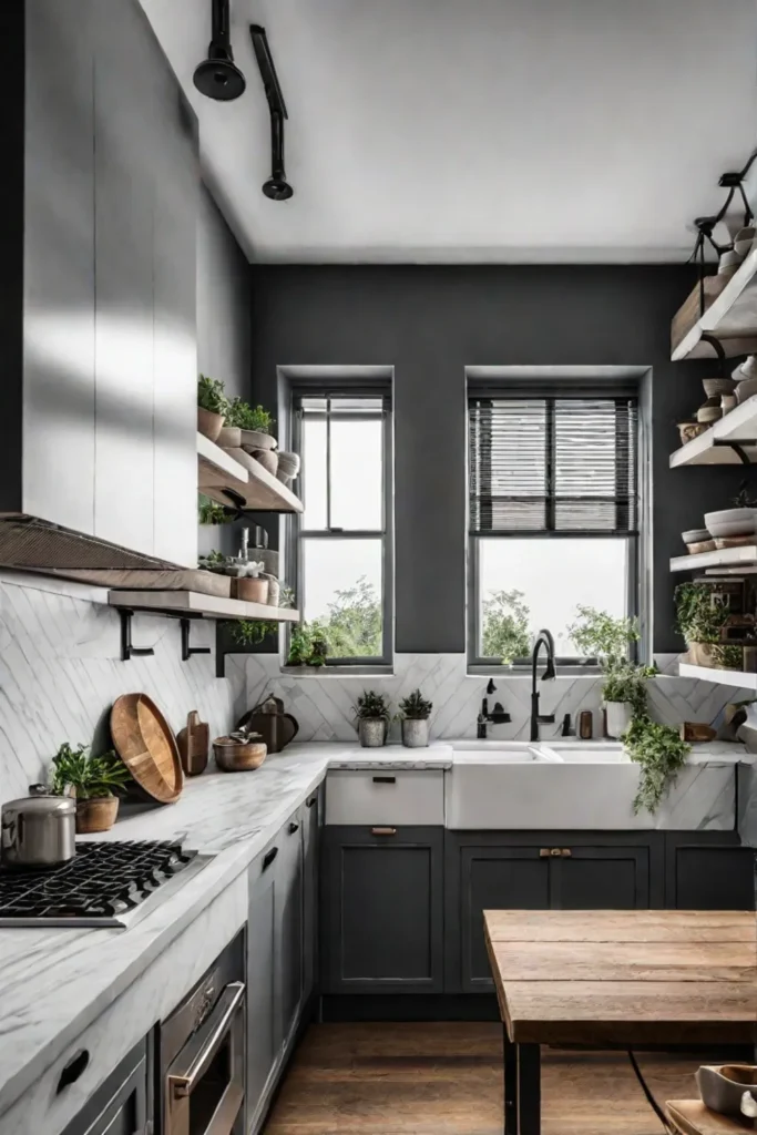 Curated open shelving kitchen