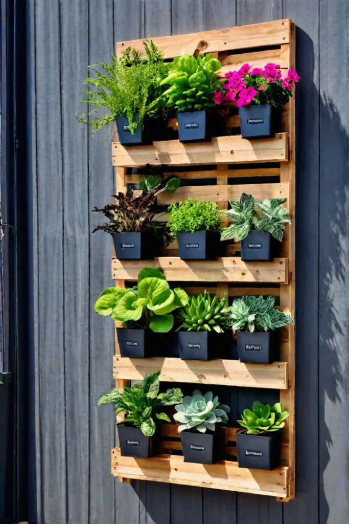 DIY vertical garden using recycled pallet