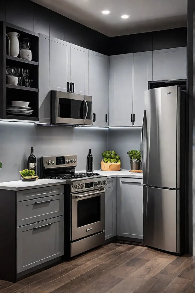 Dishwasher drawer and slim refrigerator in a functional kitchen 1