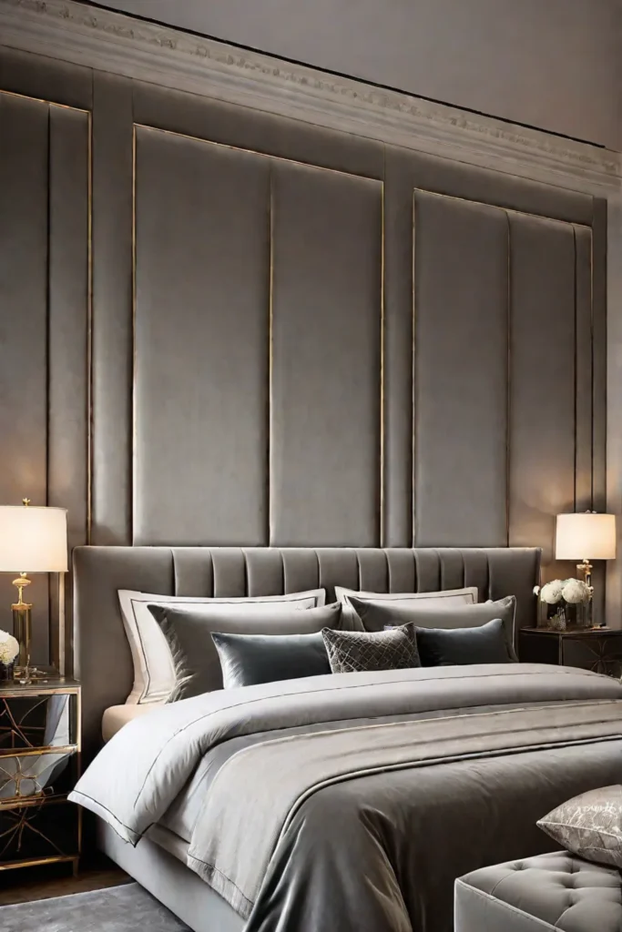 Elegant and tranquil bedroom design with statement headboard