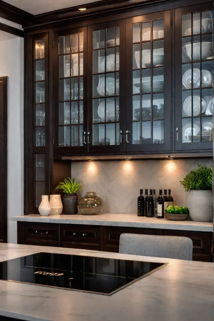 Elegant kitchen with display cabinets
