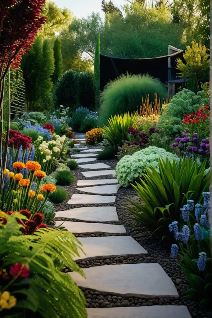 Enchanting garden with native plants creating a thriving ecosystem