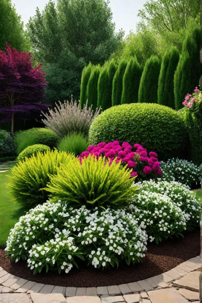 Flowering shrubs providing structure and beauty to a backyard garden