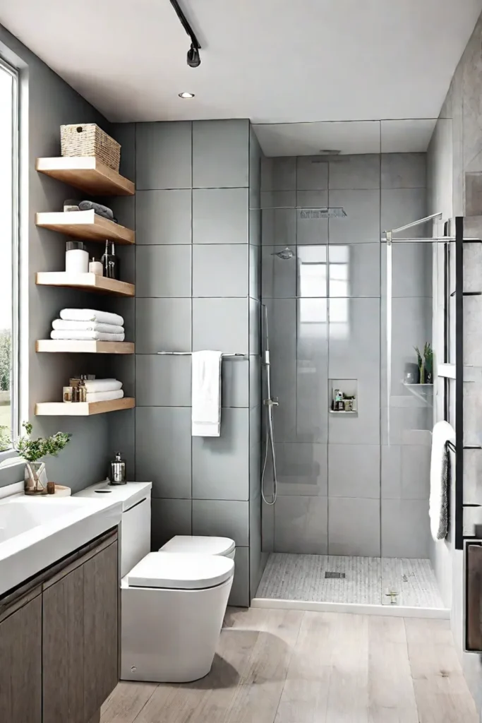 Functional bathroom with showerbathtub combo