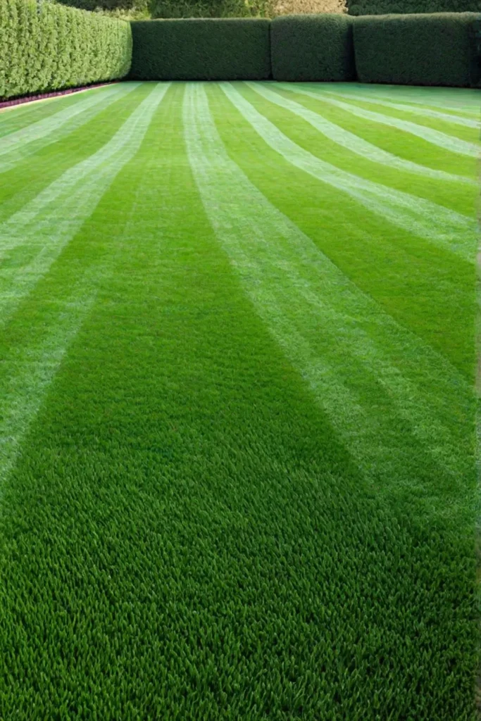 Healthy green lawn with visible mowing lines