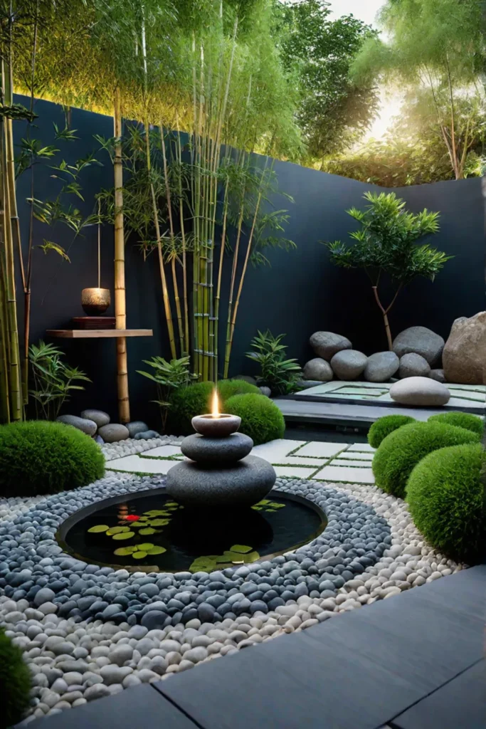 Japaneseinspired rock garden with water feature