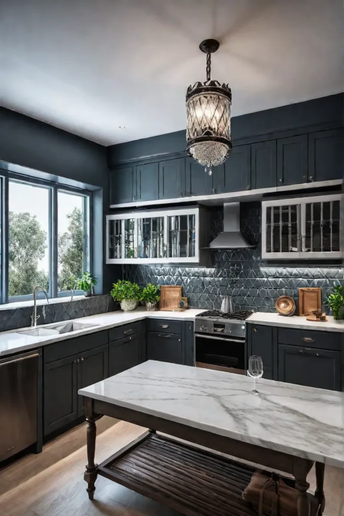 Kitchen cabinets enhanced with molding adding visual interest and a touch of sophistication