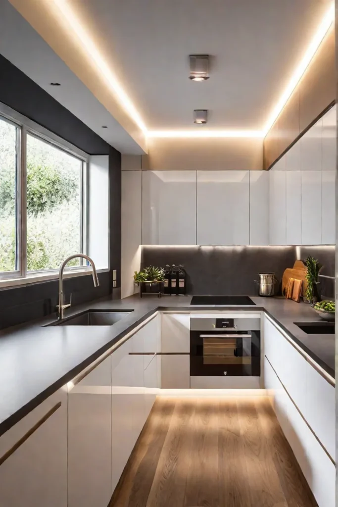 Layered lighting design in a small kitchen