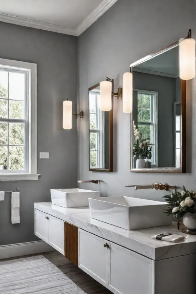 Luxurious bathroom vanity with multiple light sources