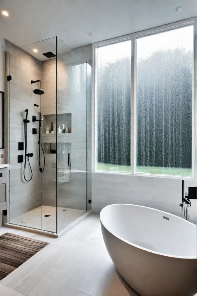 Luxurious bathroom with soaking tub and walkin shower
