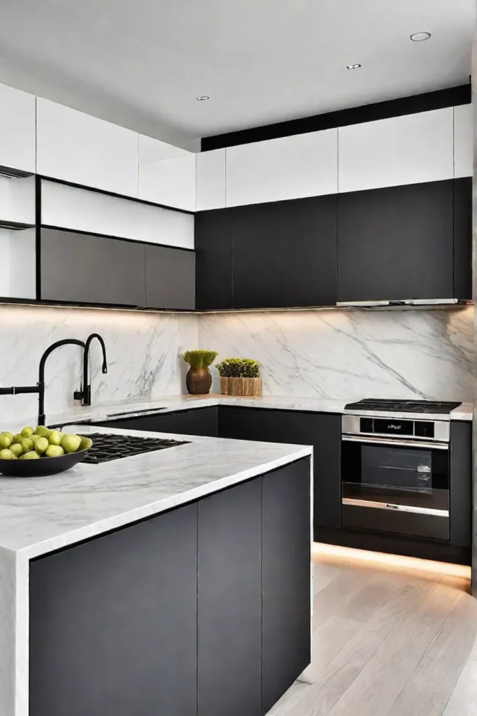 Luxurious small kitchen with marble