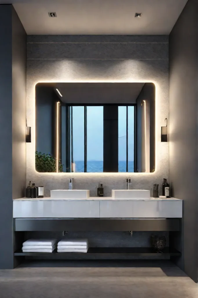 Mirrored cabinets with builtin lights